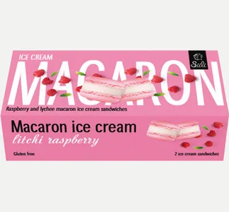 Siili Macaron-jäätelö vadelma ja litsi