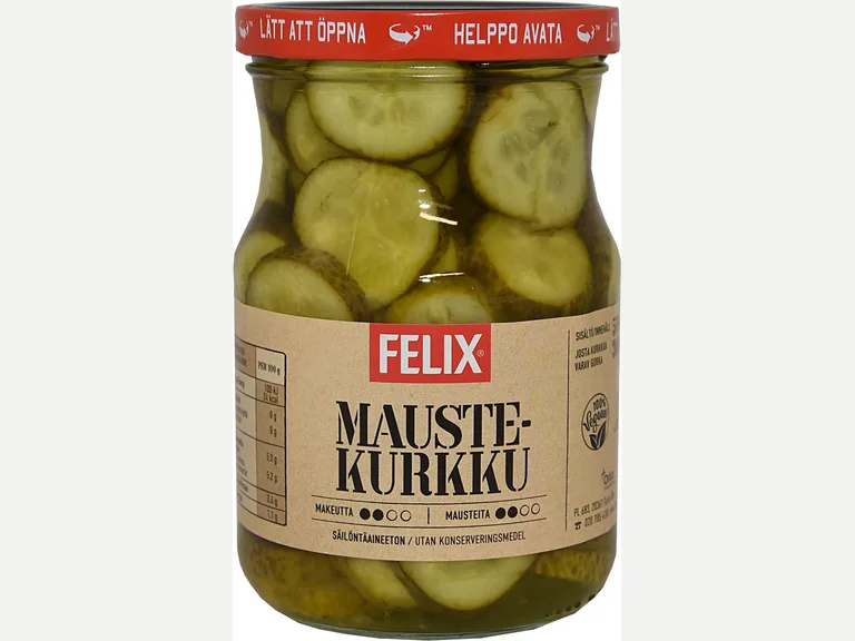 Felix maustekurkkuviipale, viipaloituja kurkkuja mausteliemessä 560/300g