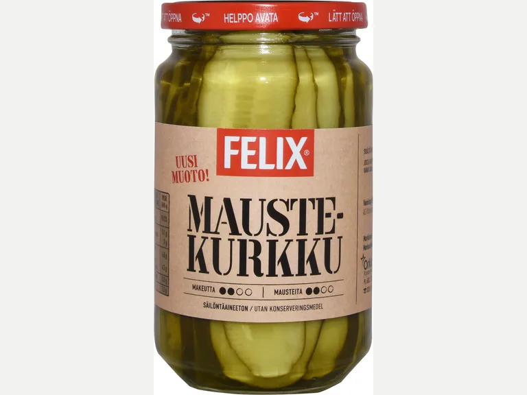 Pitkittäin viipaloituja kurkkuja mausteliemessä 460/240g
