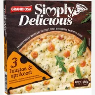 Simply Delicious kolme juustoa & aprikoosi pakastepizza