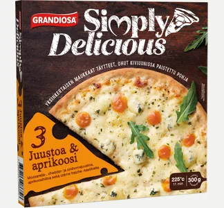 Simply Delicious kolme juustoa & aprikoosi pakastepizza