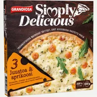 Simply Delicious kolme juustoa & aprikoosi pakastepizza